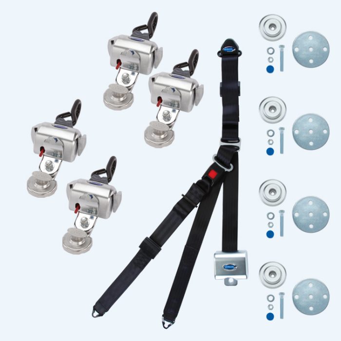 Q-8100-A1T-SC QRT Deluxe Slide-N-Click Kit with Combination Occupant Restraint Lap and Shoulder Belt, L-Track at the top